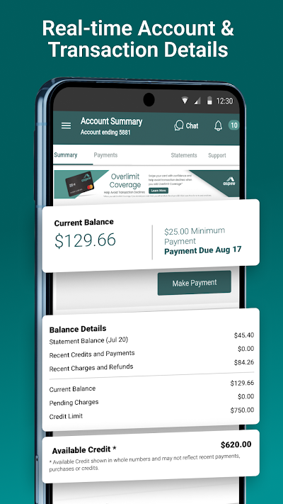 Aspire Account Center app screenshot 2